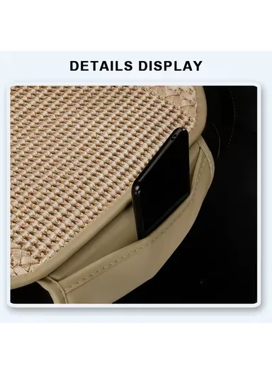 3Pcs Car Seat Cushions, Comfy Ice Silk Fabric 1 Long Rear Seat Mat &amp; 2 Square Front Seat Cushions - Black