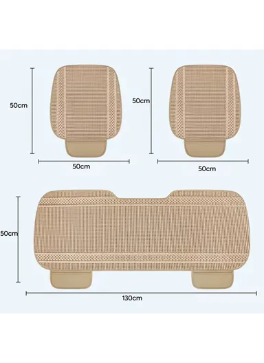 3Pcs Car Seat Cushions, Comfy Ice Silk Fabric 1 Long Rear Seat Mat &amp; 2 Square Front Seat Cushions - Gray