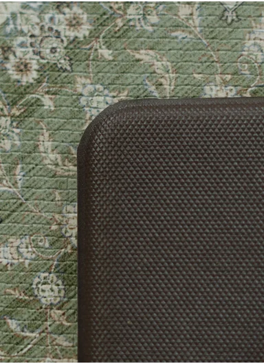 2 Pieces Traditional Medallion Design Anti-Slip Kitchen Mat Set - Green