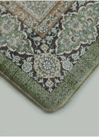 2 Pieces Traditional Medallion Design Anti-Slip Kitchen Mat Set - Green