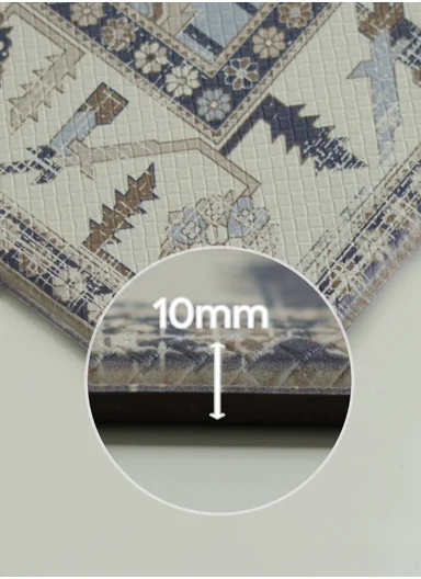 2 Pieces Traditional Geometric Design Anti-Slip Kitchen Mat Set - Off White &amp; Blue