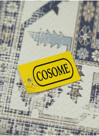 2 Pieces Traditional Geometric Design Anti-Slip Kitchen Mat Set - Off White &amp; Blue