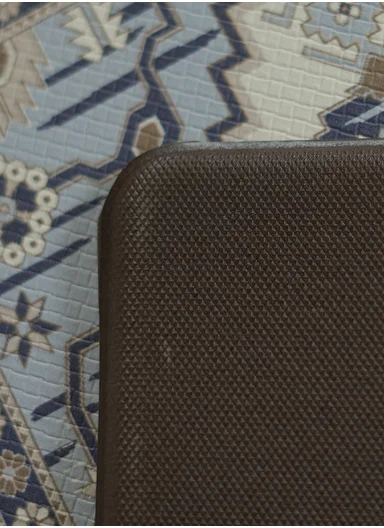 2 Pieces Traditional Geometric Design Anti-Slip Kitchen Mat Set - Off White &amp; Blue