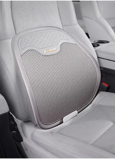 Ergonomic PU Leather &amp; Ice Silk Lumbar Support Pillow with Ventilated Honeycomb Design (L44 x W44)cm - Light Grey