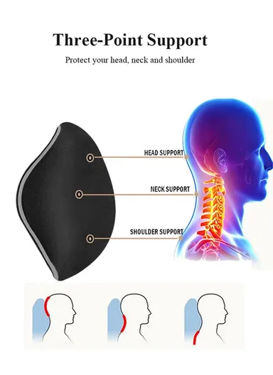 2 Pcs Set Car Headrest Neck Pillow &amp; Backrest Lumbar Support, Protective Memory Foam All-Season Automotive Accessory GF-CMJYM-TZYK - Black