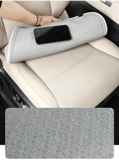 5Pcs Breathable Car Seat Mesh Cushions, 2 Front Seats + 2 Lumbar Supports + 1 Rear Long Seat - Gray
