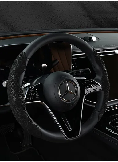 1 Pair 27cm Car Steering Wheel Cover, Copper Coin Pattern Steering Wheel Protection xycp-TQWKS-FXPT - Black