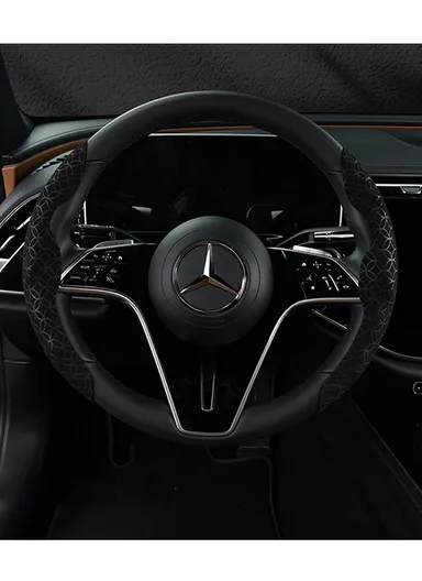 1 Pair 27cm Car Steering Wheel Cover, Copper Coin Pattern Steering Wheel Protection xycp-TQWKS-FXPT - Black