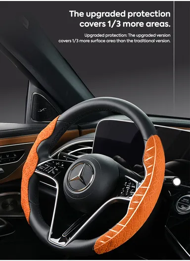 1 Pair 27cm Car Steering Wheel Cover, Copper Coin Pattern Steering Wheel Protection xycp-TQWKS-FXPT - Black