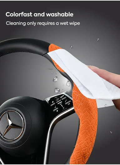 1 Pair 27cm Car Steering Wheel Cover, Copper Coin Pattern Steering Wheel Protection xycp-TQWKS-FXPT - Black