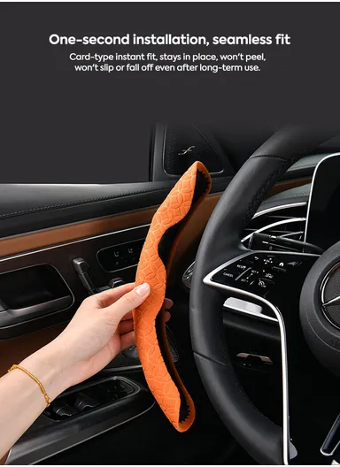 1 Pair 27cm Car Steering Wheel Cover, Copper Coin Pattern Steering Wheel Protection xycp-TQWKS-FXPT - Black