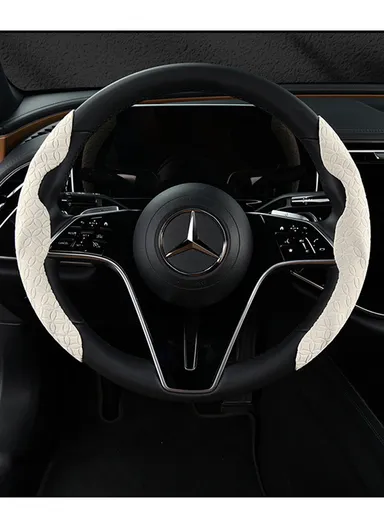 1 Pair 27cm Car Steering Wheel Cover, Copper Coin Pattern Steering Wheel Protection xycp-TQWKS-FXPT - Beige