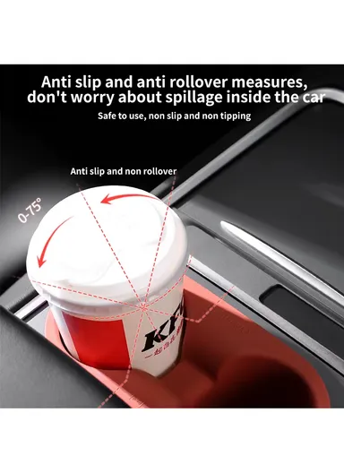 TESLA Dedicated Center Console Cup Holder, Silicone Water Cup Holder mj-TSLZYGJ-BJ (L20 x W10 x H8)cm - Black