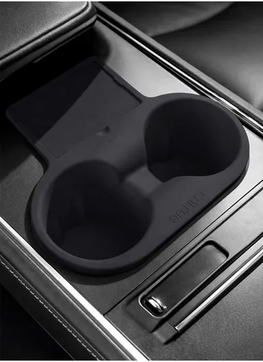 TESLA Dedicated Center Console Cup Holder, Silicone Water Cup Holder mj-TSLZYGJ-BJ (L20 x W10 x H8)cm - Black