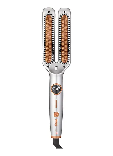 65W Double Hot Air Hair Straightening Brush with LED Display &amp; 5 Temperature Settings 11155 - White