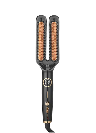 65W Double Hot Air Hair Straightening Brush with LED Display &amp; 5 Temperature Settings 11155 - Black