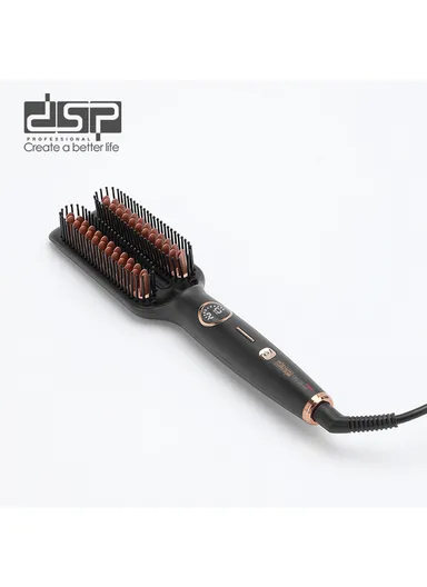 65W Double Hot Air Hair Straightening Brush with LED Display &amp; 5 Temperature Settings 11155 - Black
