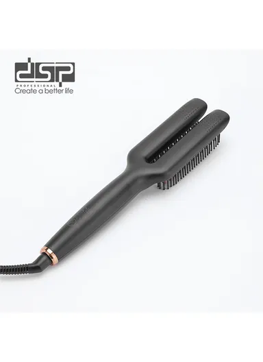 65W Double Hot Air Hair Straightening Brush with LED Display &amp; 5 Temperature Settings 11155 - Black