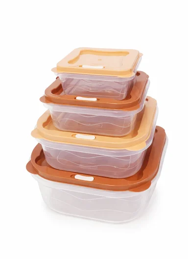 4 Pcs Ventilated Food Storage Box Set, Microwave, Freezer &amp; Dishwasher Safe 129-DM-154 - Orange