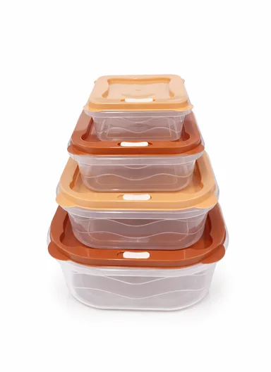 4 Pcs Ventilated Food Storage Box Set, Microwave, Freezer &amp; Dishwasher Safe 129-DM-154 - Orange