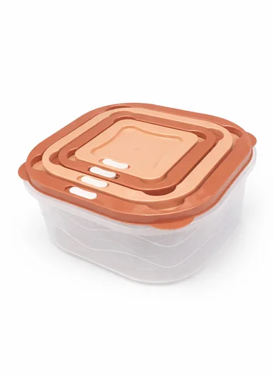 4 Pcs Ventilated Food Storage Box Set, Microwave, Freezer &amp; Dishwasher Safe 129-DM-154 - Orange