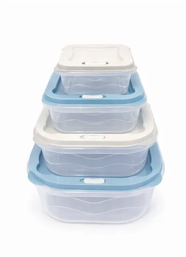 4-Pieces Ventilated Food Storage Box Set, Microwave, Freezer &amp; Dishwasher Safe 129-DM-154 - Blue