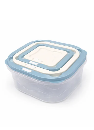 4-Pieces Ventilated Food Storage Box Set, Microwave, Freezer &amp; Dishwasher Safe 129-DM-154 - Blue
