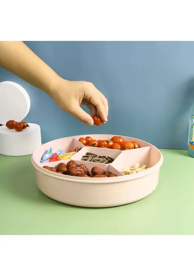 Lightweight Plastic Multi-Compartment Candy Box with Cute Cat Lid SL-2890 (D27 x H7)cm - Green