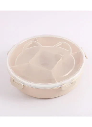 Lightweight Plastic Multi-Compartment Candy Box with Cute Cat Lid SL-2890 (D27 x H7)cm - Green