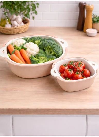 2-in-1 Dual Layer Drainer Food Basket With Outer Basin 10-2624 - Light Orange
