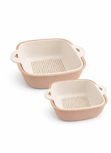 2-in-1 Dual Layer Drainer Food Basket With Outer Basin 10-2624 - Light Orange