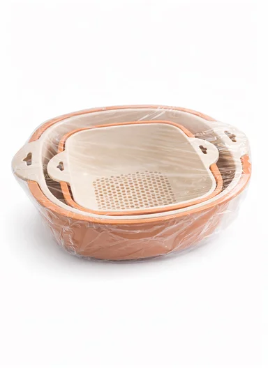 2-in-1 Dual Layer Drainer Food Basket With Outer Basin 10-2624 - Light Orange