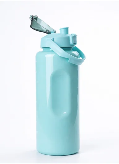 3-Pieces Time-Marked Design Water Bottle Set With Straw &amp; Handle 610-8O22-9 - Light Aqua