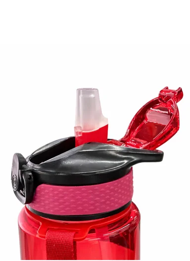  1000ml Leak-Proof Gradient Sports Water Bottle with Strap - Black &amp; Red