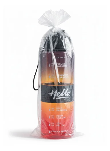  1000ml Leak-Proof Gradient Sports Water Bottle with Strap - Black &amp; Red