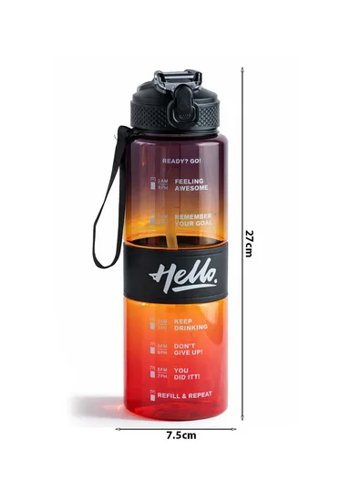  1000ml Leak-Proof Gradient Sports Water Bottle with Strap - Red &amp; Green