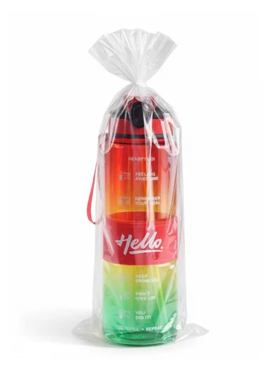  1000ml Leak-Proof Gradient Sports Water Bottle with Strap - Red &amp; Green