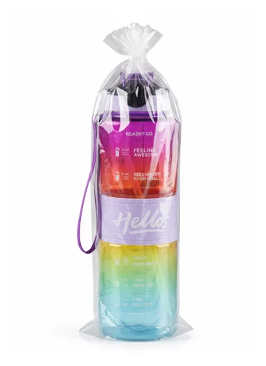  1000ml Leak-Proof Gradient Sports Water Bottle with Strap - Purple &amp; Blue