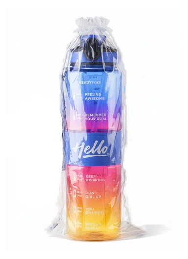  1000ml Leak-Proof Gradient Sports Water Bottle with Strap - Blue &amp; Yellow