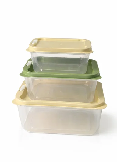 3-Piece Microwave &amp; Dishwasher Safe Food Storage Box Set, Ventilated Rectangle Food Containers 129-DM-165 - Green