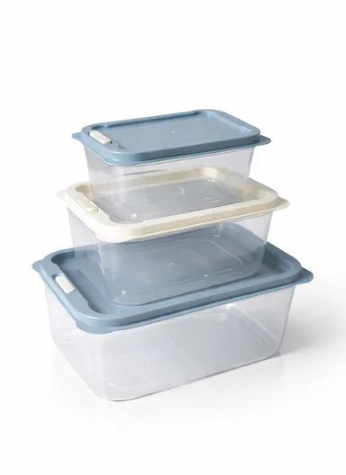 3-Pieces Microwave &amp; Dishwasher Safe Food Storage Box Set, Ventilated Rectangle Food Containers 129-DM-165 - Blue
