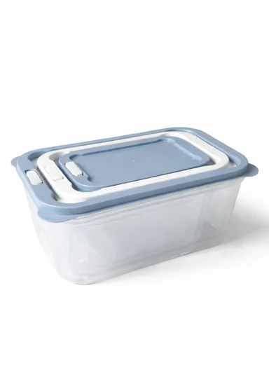 3-Pieces Microwave &amp; Dishwasher Safe Food Storage Box Set, Ventilated Rectangle Food Containers 129-DM-165 - Blue