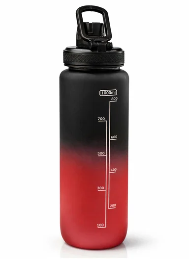 1000ml Reusable Gradient Fitness Water Bottle, Lightweight &amp; Durable - Red