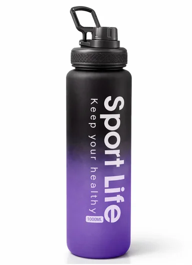 1000ml Reusable Gradient Fitness Water Bottle, Lightweight &amp; Durable - Purple