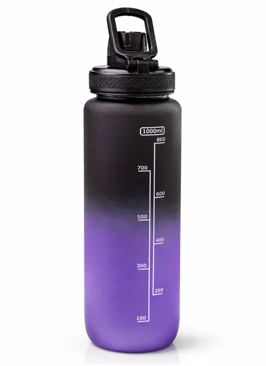 1000ml Reusable Gradient Fitness Water Bottle, Lightweight &amp; Durable - Purple