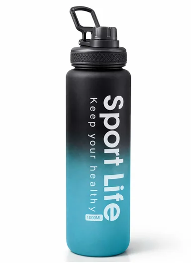 1000ml Reusable Gradient Fitness Water Bottle, Lightweight &amp; Durable - Blue