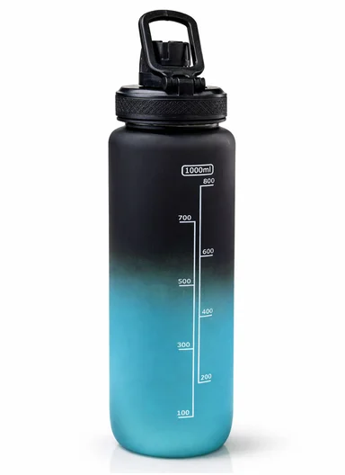 1000ml Reusable Gradient Fitness Water Bottle, Lightweight &amp; Durable - Blue