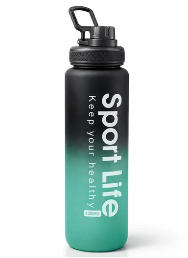 1000ml Reusable Gradient Fitness Water Bottle, Lightweight &amp; Durable - Green