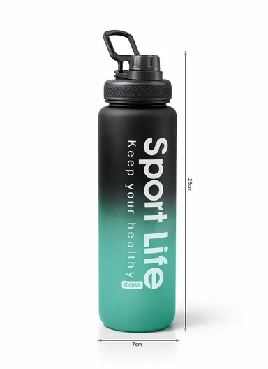 1000ml Reusable Gradient Fitness Water Bottle, Lightweight &amp; Durable - Green