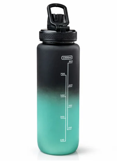 1000ml Reusable Gradient Fitness Water Bottle, Lightweight &amp; Durable - Green